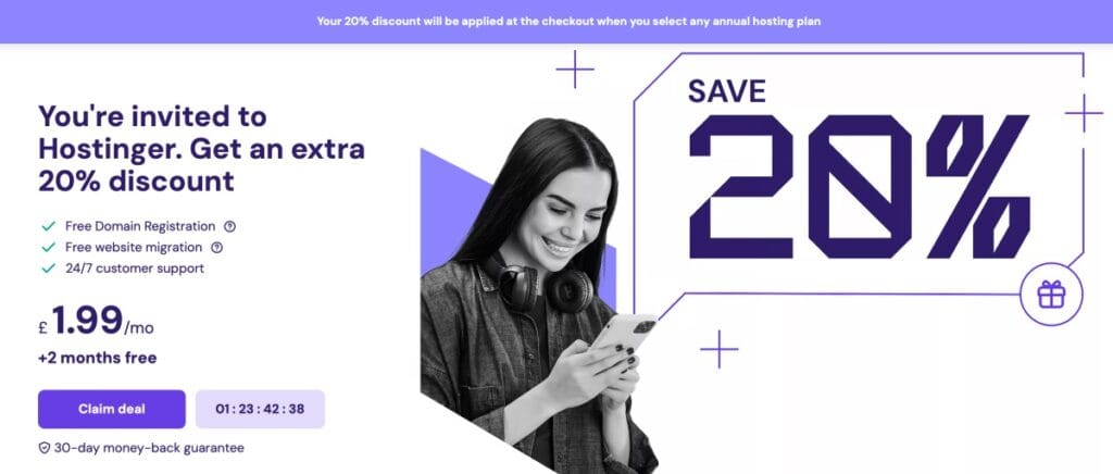 Hostinger Hosting 20% OFF Referral Coupon Code